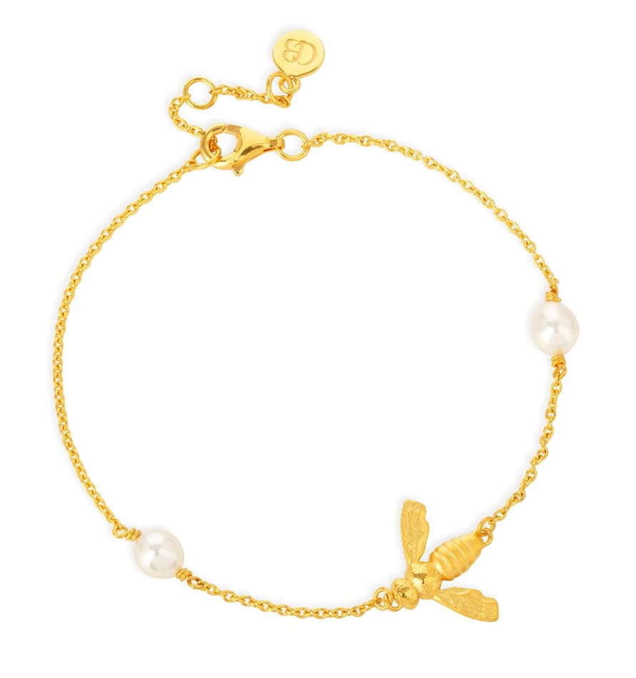 Claudia Bradby Gold Plated Pearl Flying Bee Bracelet