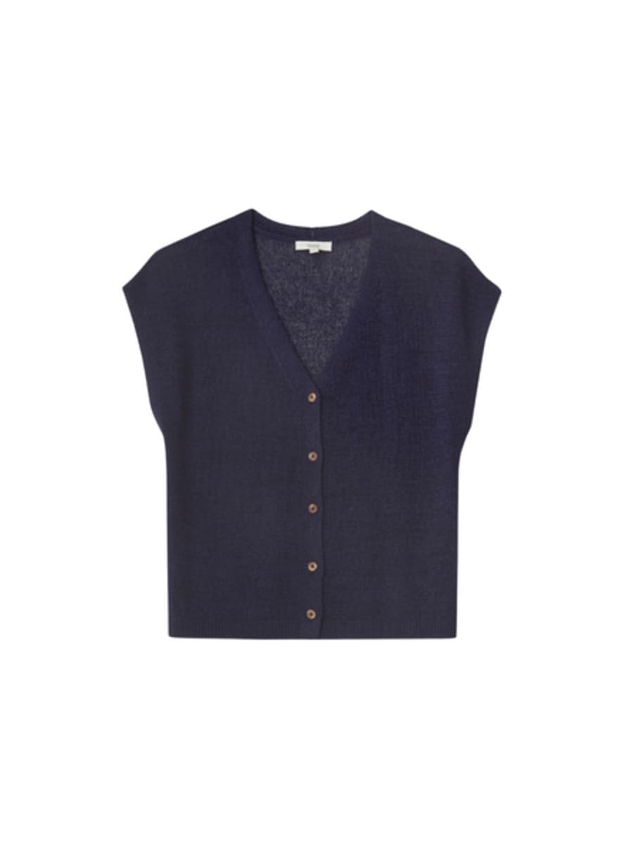 Yerse Lima V-neck Top In Navy From