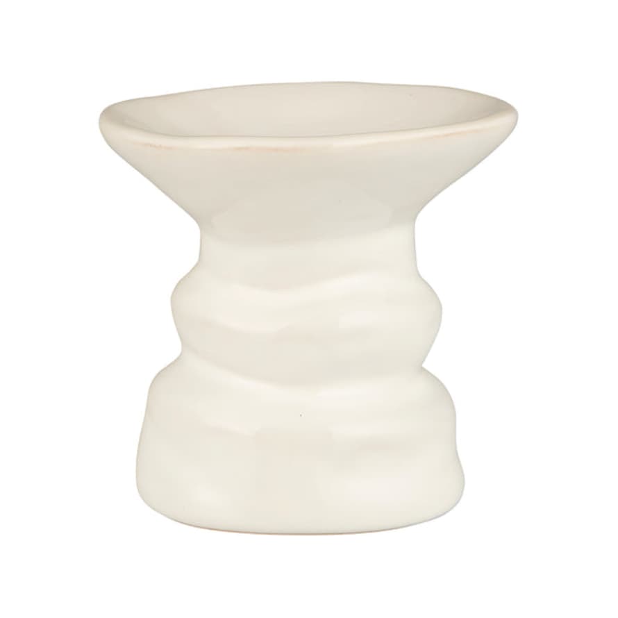 Ib Laursen White Glazed Stoneware Organic Candle Holder, Large