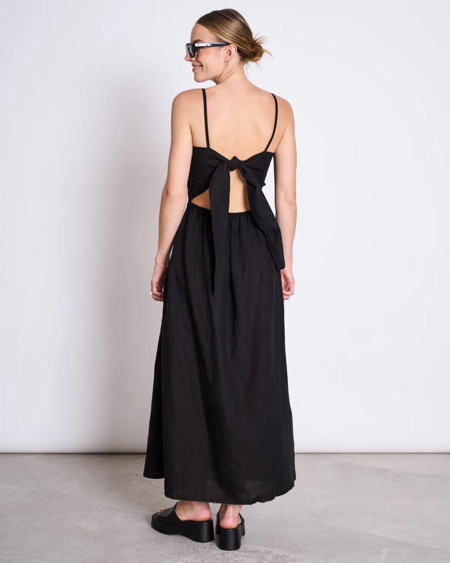 Jan 'n June Linen Bow Dress Leuven - Black
