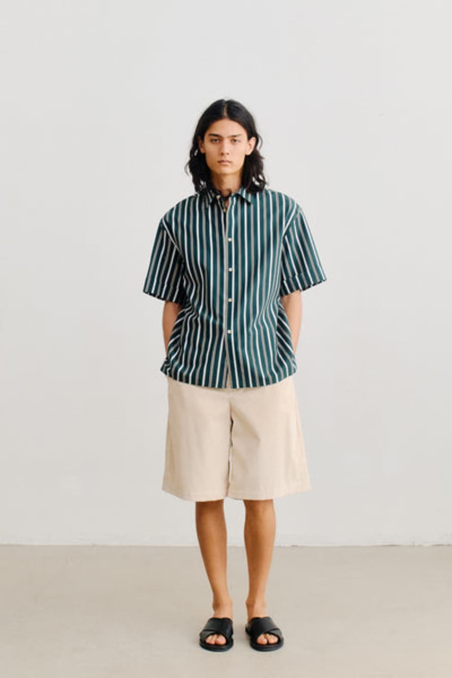 A KIND OF GUISE Elio Shirt Racing Green Stripe