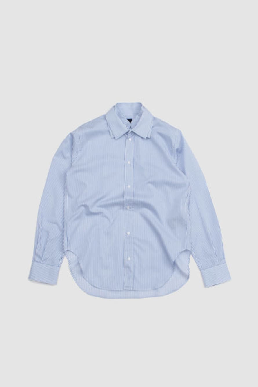 J.L - A.L Triple Collar Shirt White Blue Stripe
