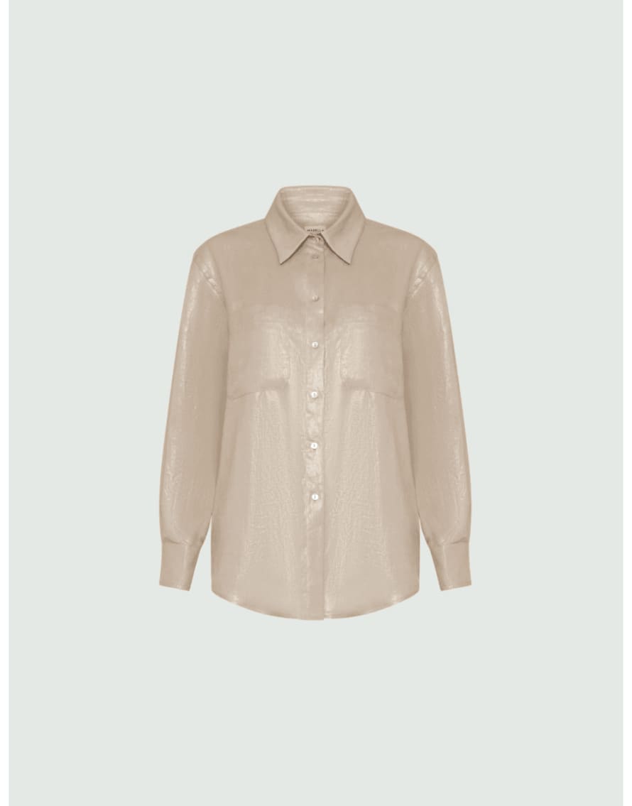 Marella Marella Gente Sparkle Lurex Linen Shirt Size: 12, Col: Gold