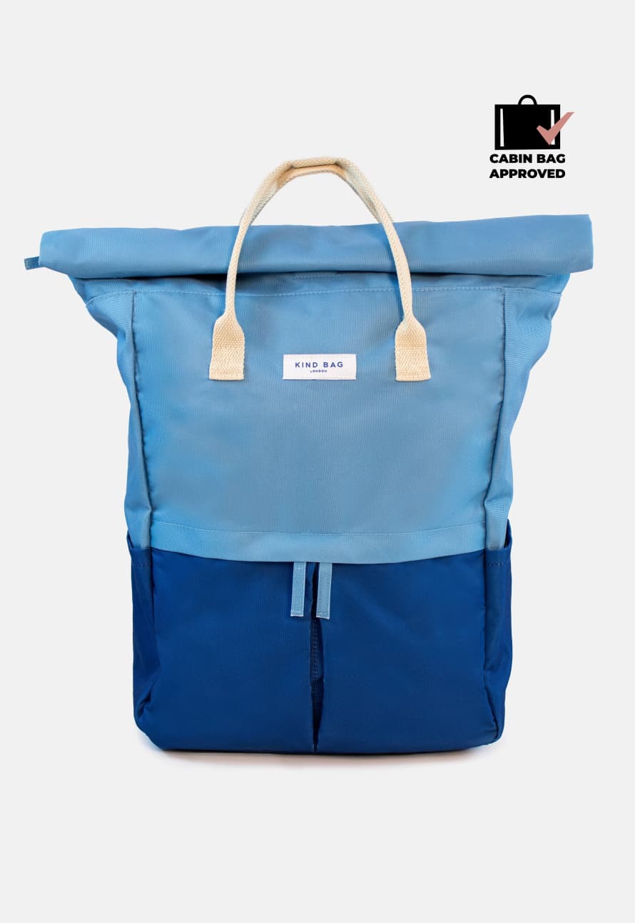 Kind Bag Large Hackney Backpack -  Light Blue and Navy