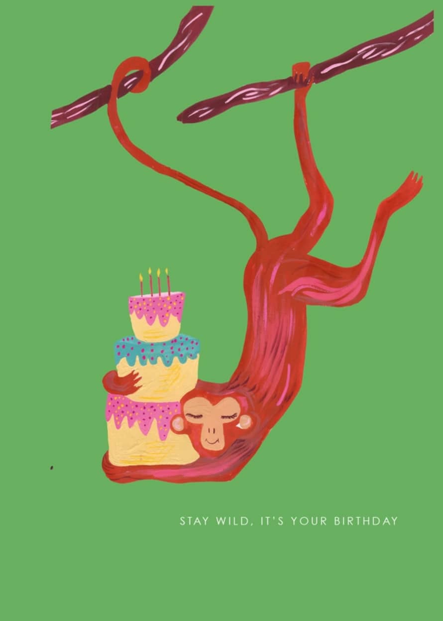 Hutch Cassidy Monkey and Cake Birthday Card