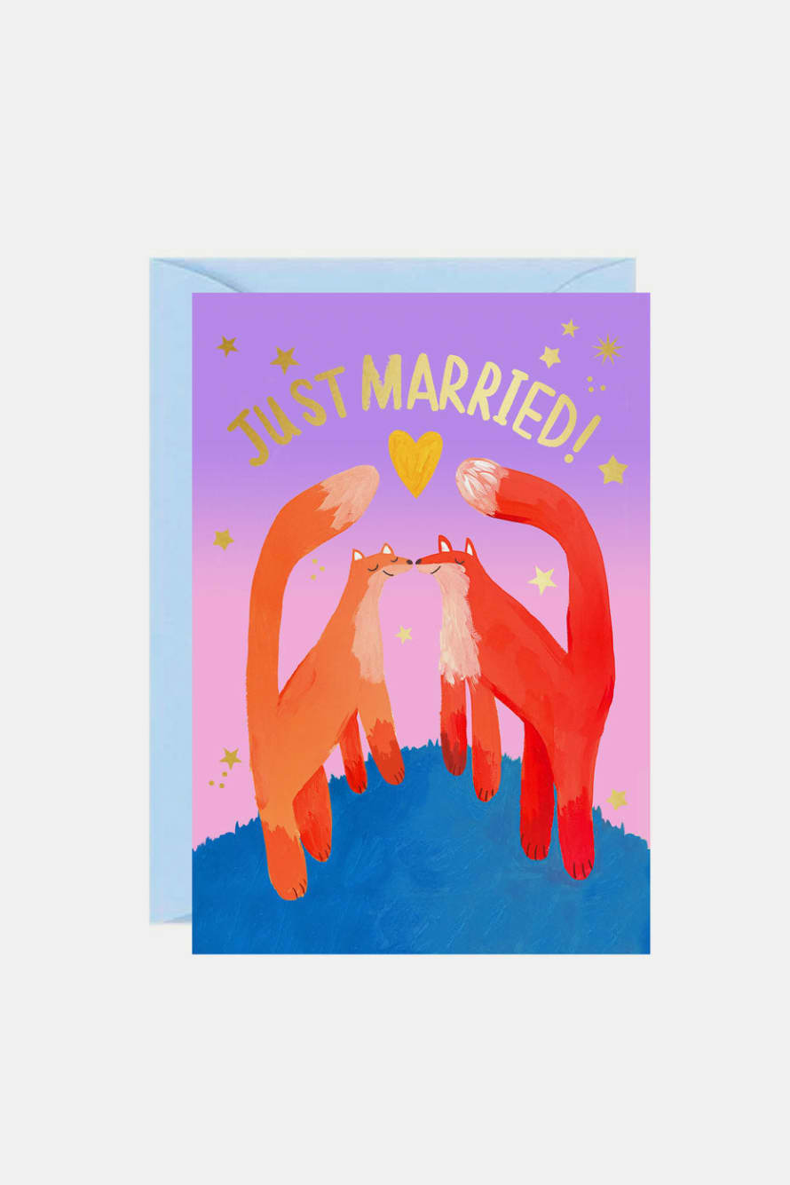 Icka Just Married Foxes Card