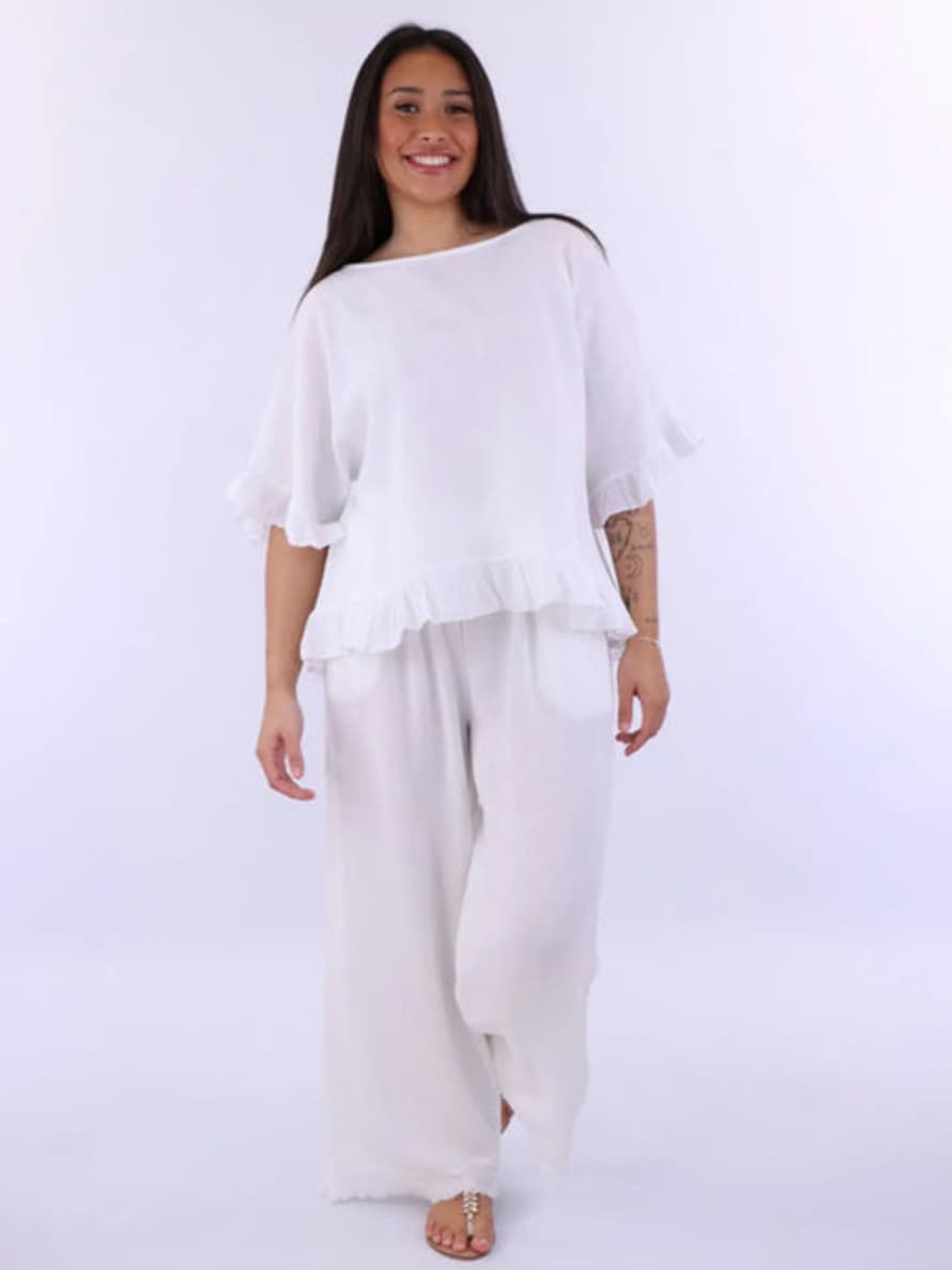 Cadenza Linen And Cotton Blend Trousers In Cream
