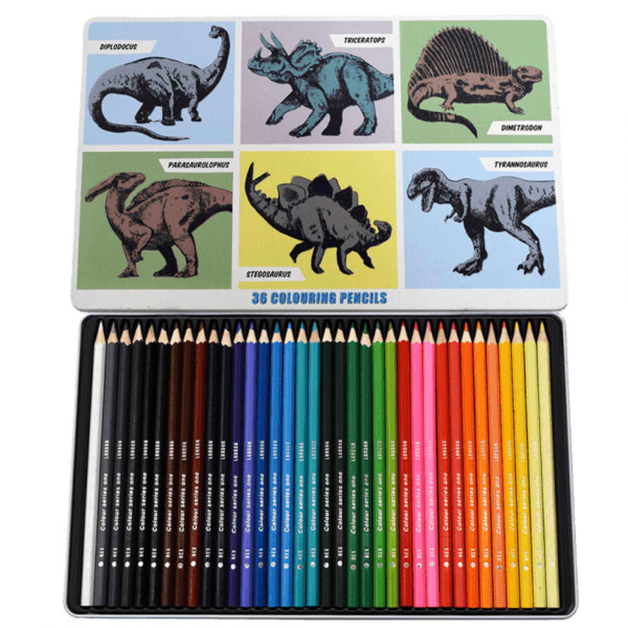 Rex London 36 Colouring Pencils In A Tin - Prehistoric Land