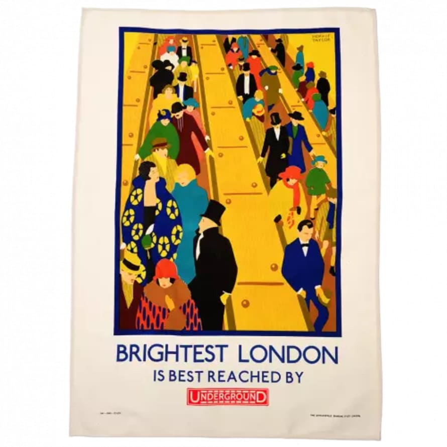 Lark London Cotton Tea Towel - Tfl Vintage Poster "Brightest London"