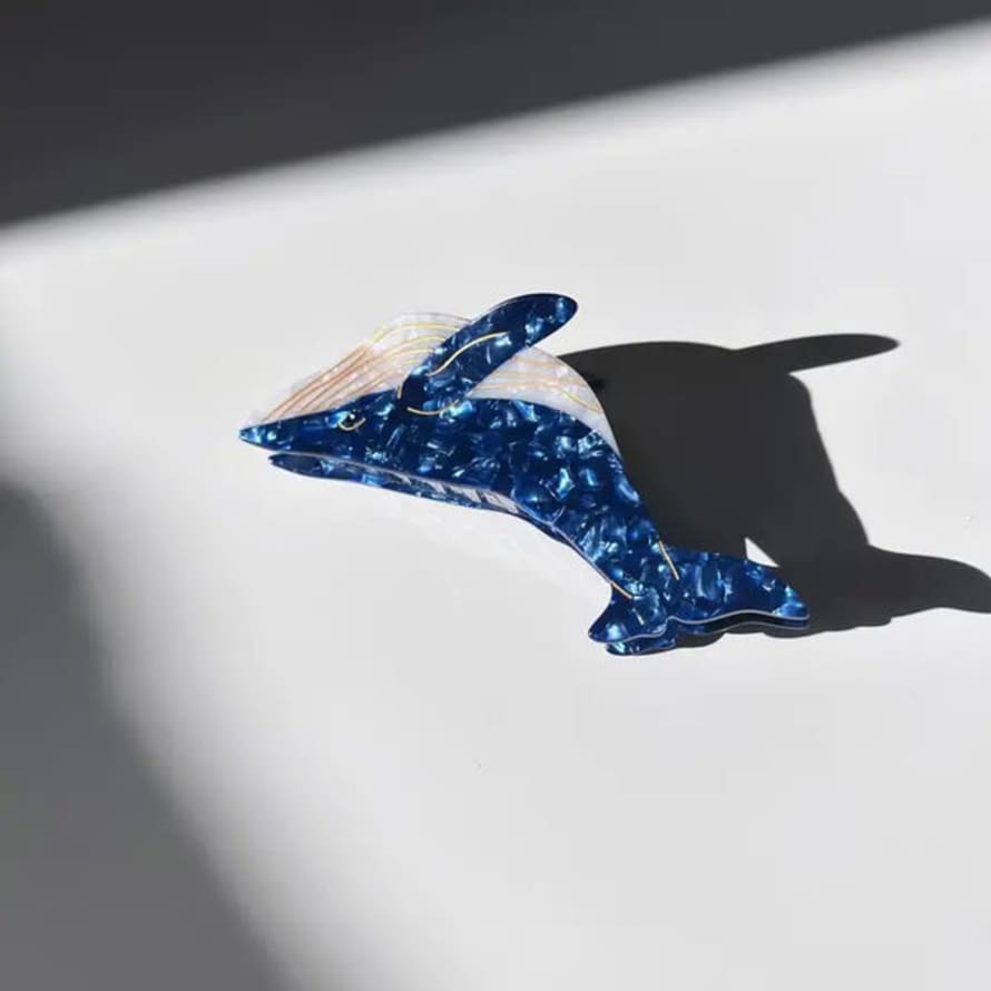 SOLAR ECLIPSE Hand-painted Blue Whale Hair Claw Clip