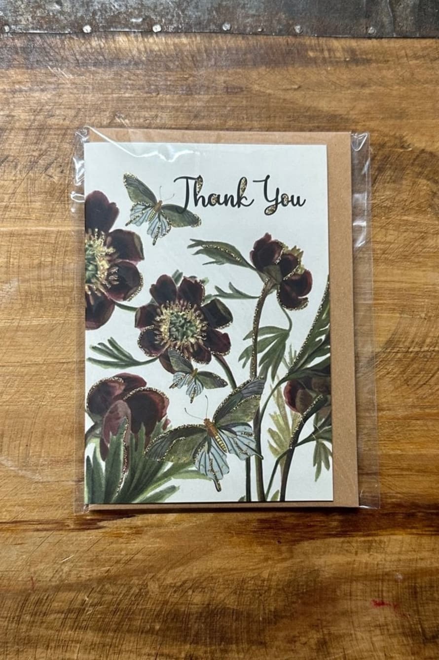 Vanilla Fly Thank You Floral Greeting Card