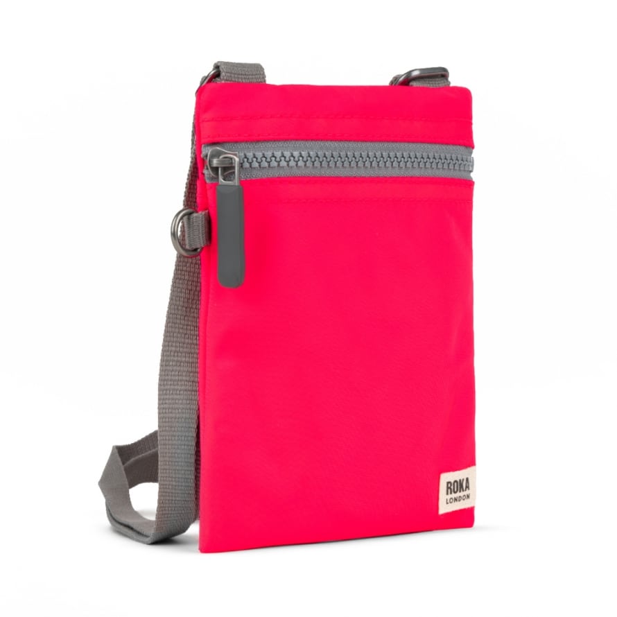 ROKA Cross Body Shoulder Swing Pocket Bag Chelsea Recycled Repurposed Sustainable Nylon In Neon Raspberry