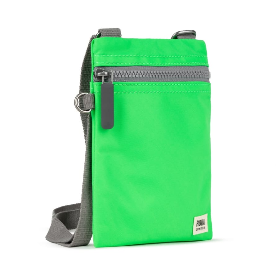 ROKA Cross Body Shoulder Swing Pocket Bag Chelsea Recycled Repurposed Sustainable Nylon In Shamrock