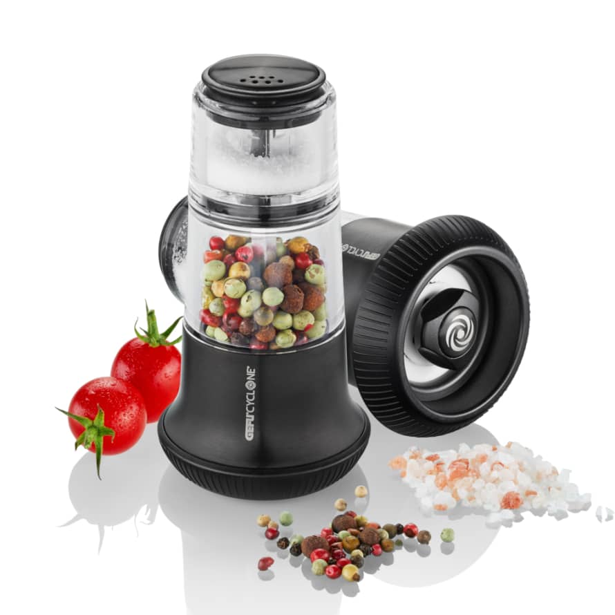 Gefu Germany Pepper Mill with Salt Shaker X-Plosion Design In Black In Stainless Steel