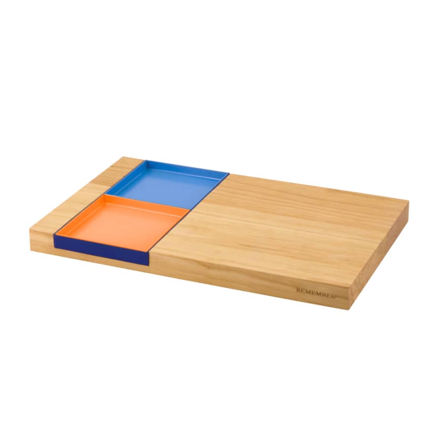Remember Remember Serving Board In Wood With 3 Metal Serving Trays Gusto Design In Medium