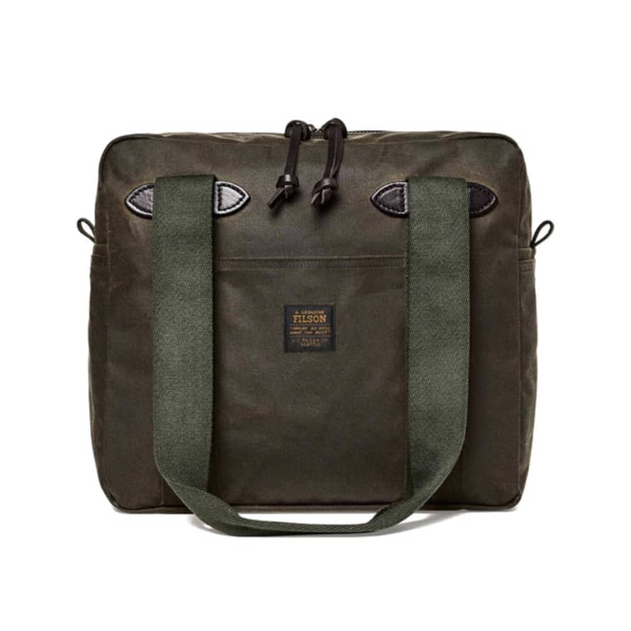 Filson Tin Cloth Tote Bag With Zipper - Otter Green