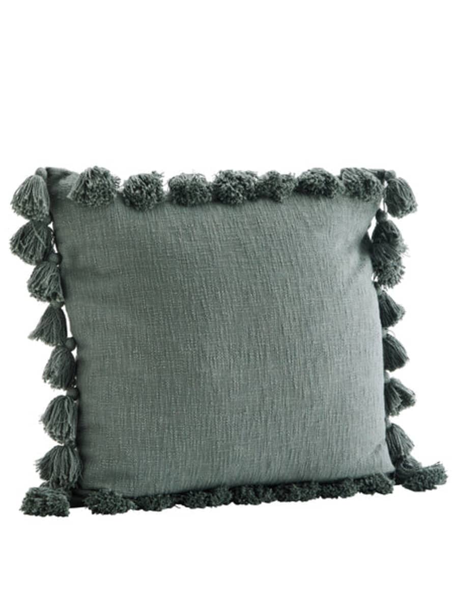 Madam Stoltz Emerald Cushion with Tassels