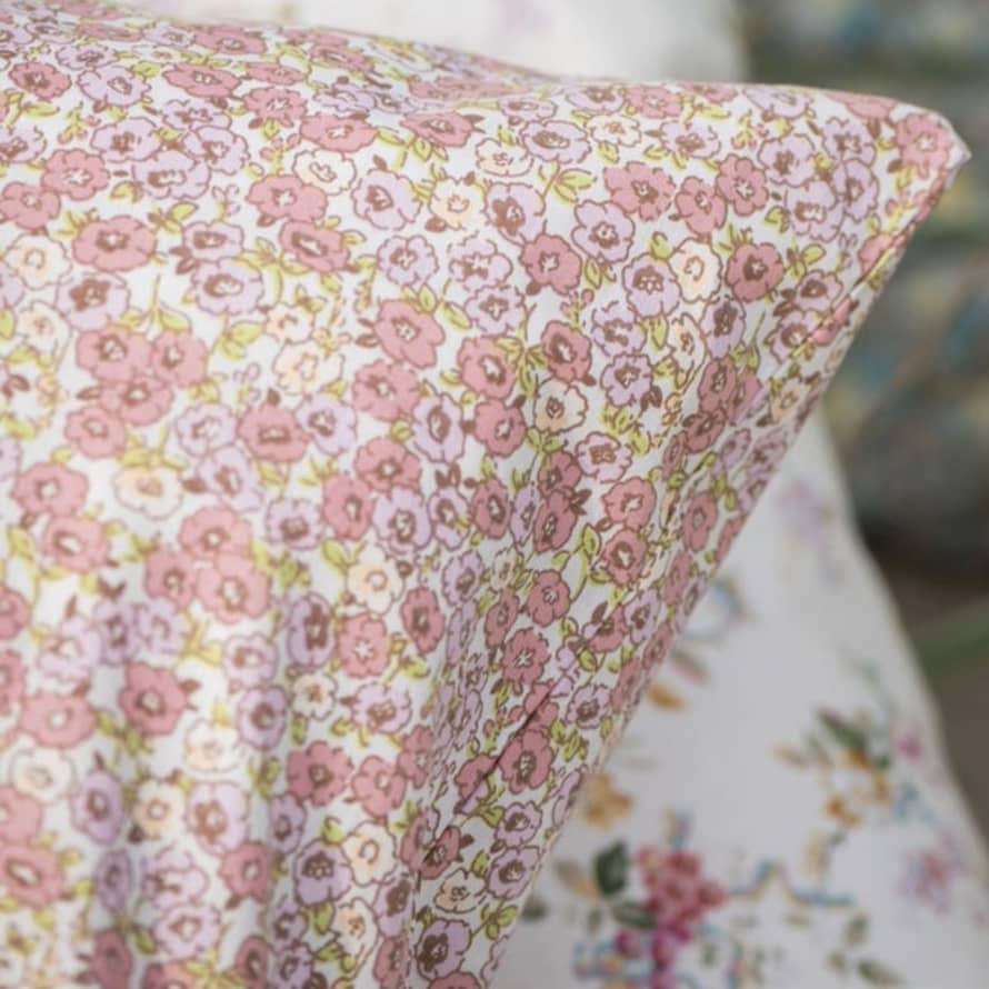 Ib Laursen Pink Ditsy Floral Cotton Cushion 60 X60 Cm