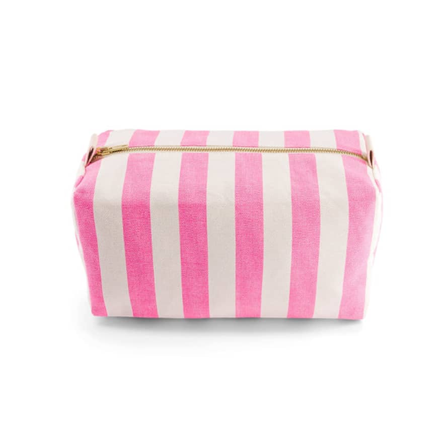 ROSE IN APRIL Vic Neon Pink Stripe Print Toilet Bag