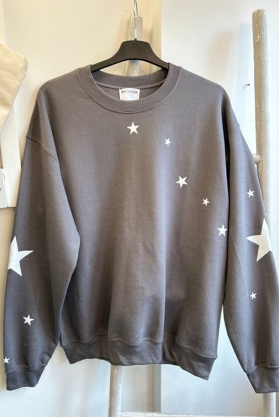 BUNNY AND CLARKE Star Sleeve & Spray Sweatshirt - Truffle