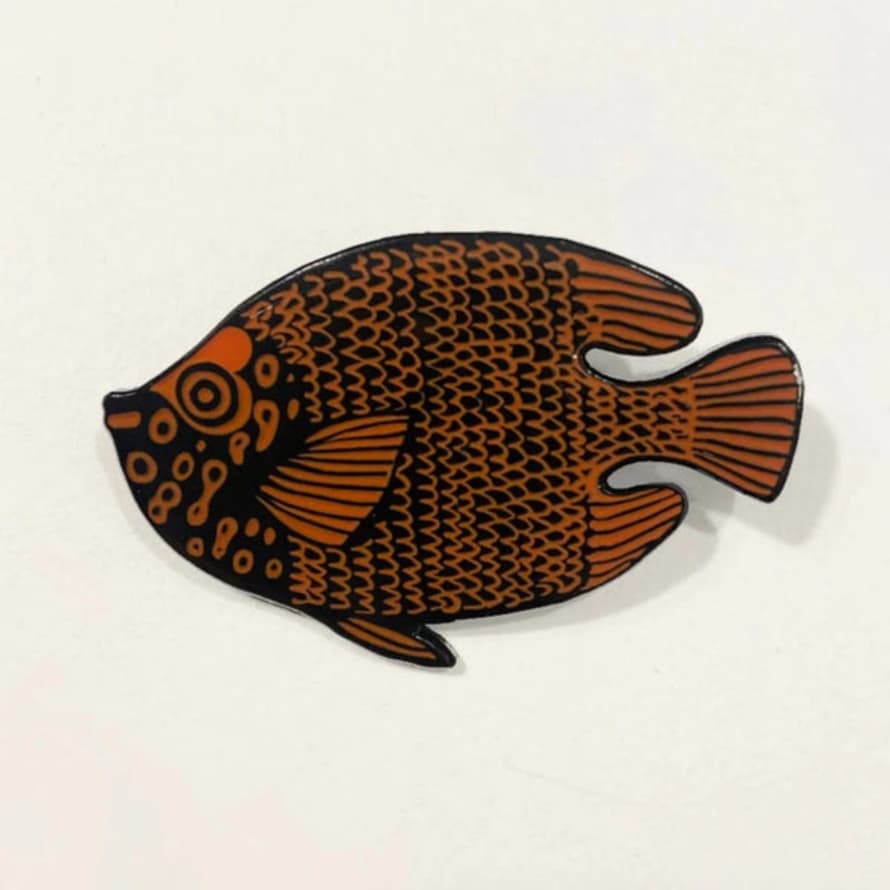 Lush Designs Orange Fish Badge