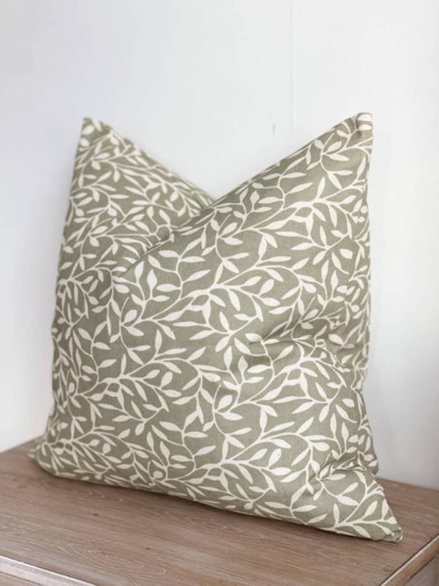 Marram Trading  Olive Leaf Print Cushion