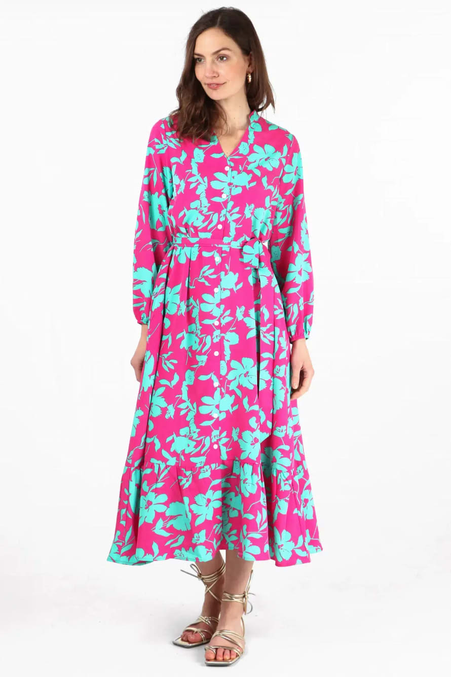 MSH Msh Tropical Floral Print Shirt Dress In Pink