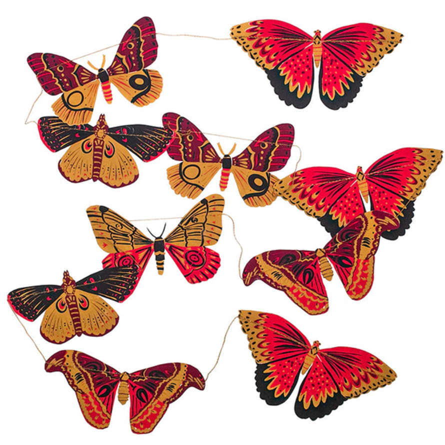 East End Press Colourful Butterflies Screenprinted Paper Garland