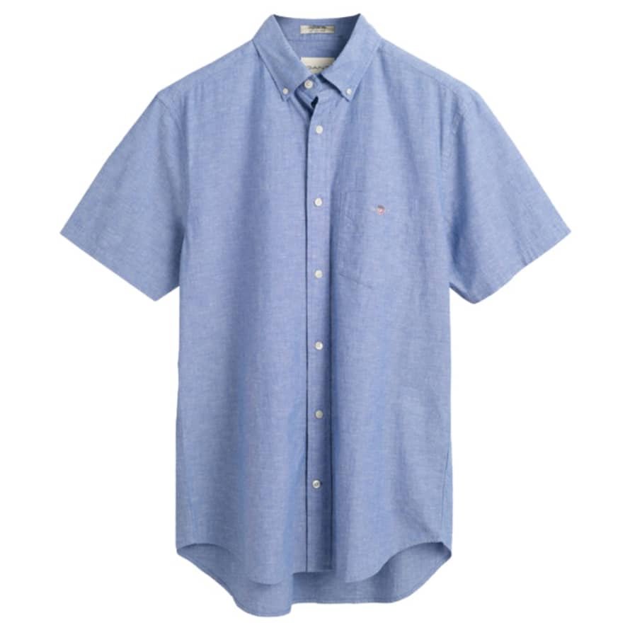 Gant Regular Fit Cotton Linen Short Sleeve Shirt
