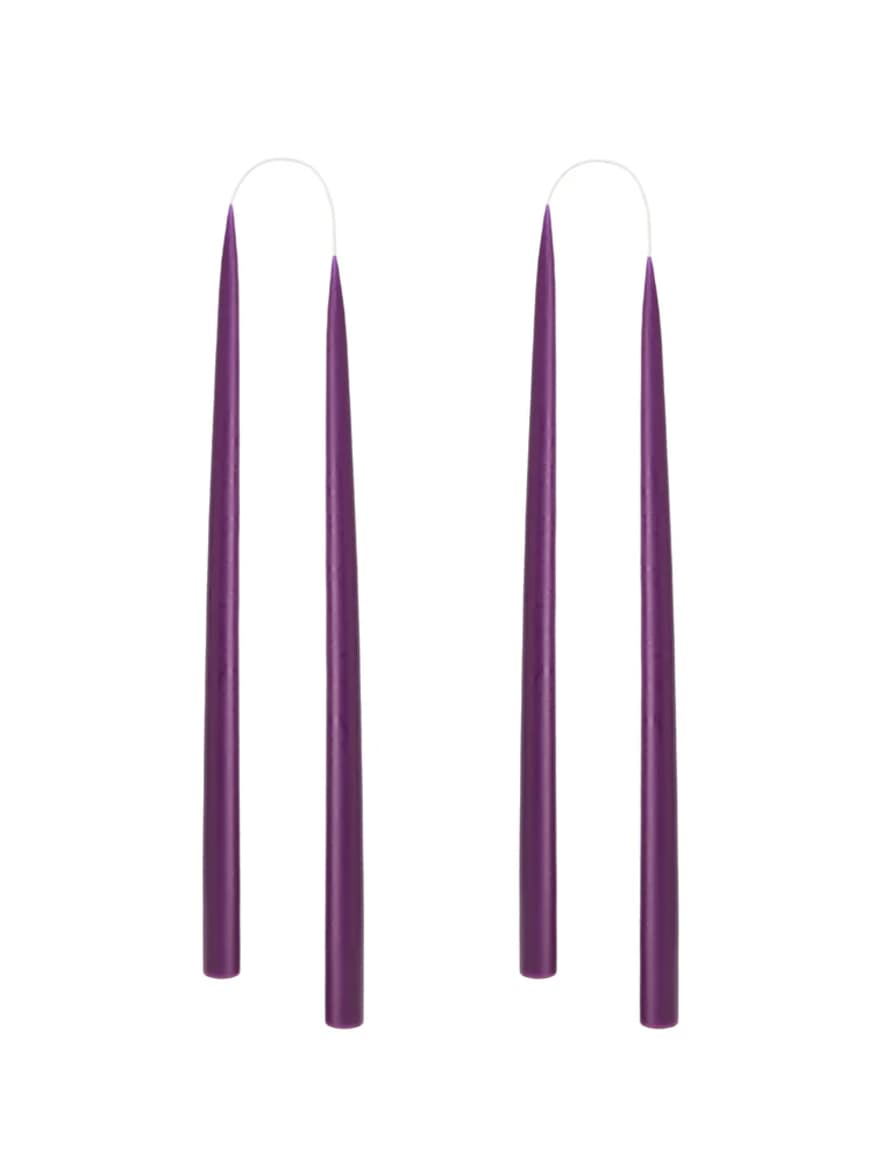Kunstindustrien Set of 4 Dipped Candles, 35cm, Violet