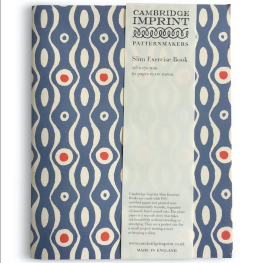 Cambridge Imprint Exercise Book Persephone Cornflower + Red