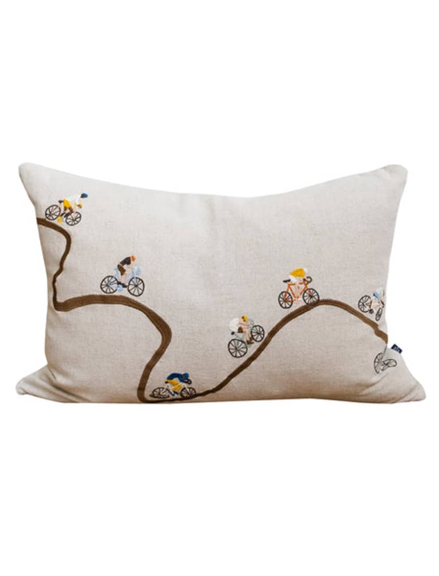 Fine Little Day Bikers Embroidered Cushion Cover W. Inner Cushion