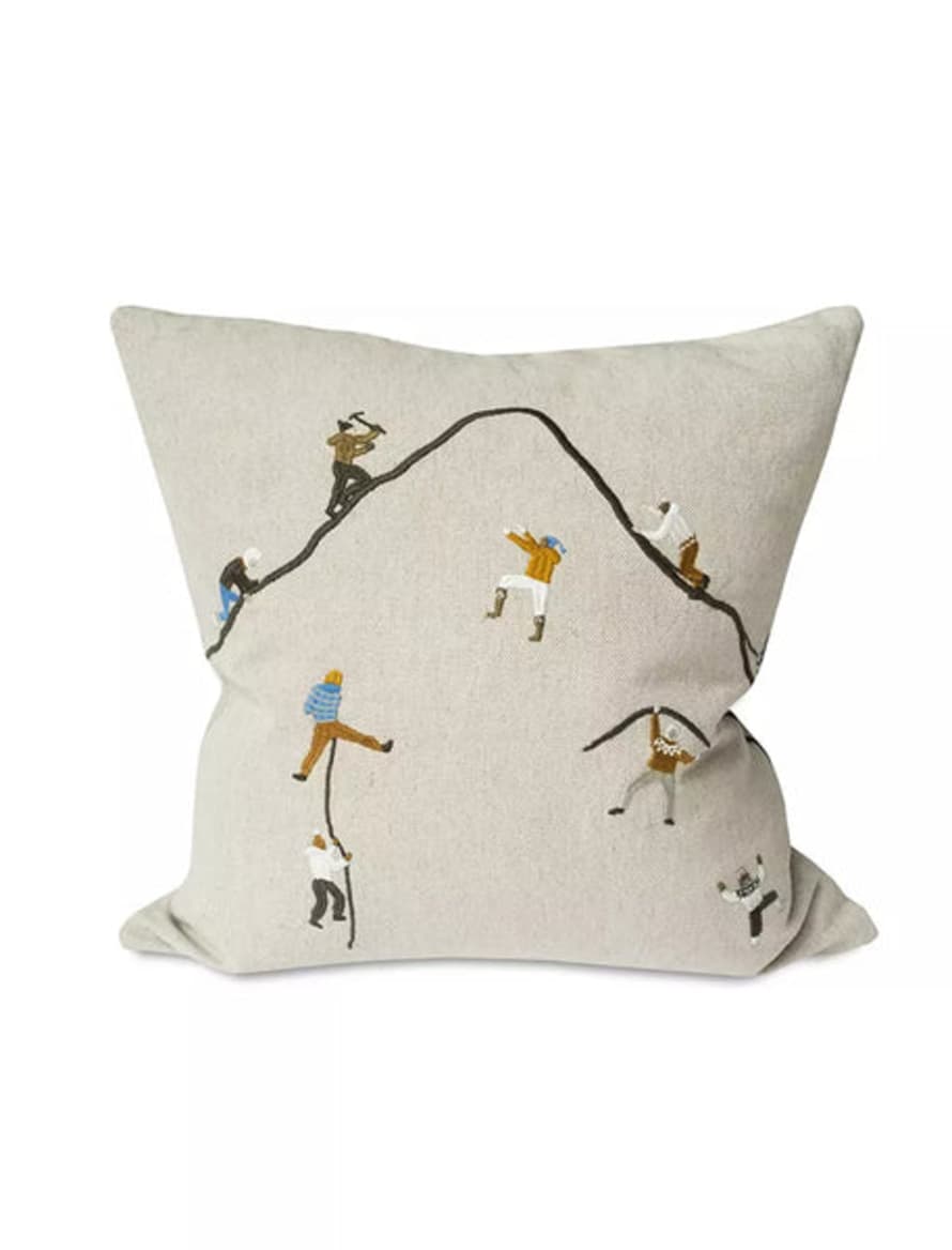 Fine Little Day Mountain Climbers Embroidered Cushion Cover W. Inner Cushion