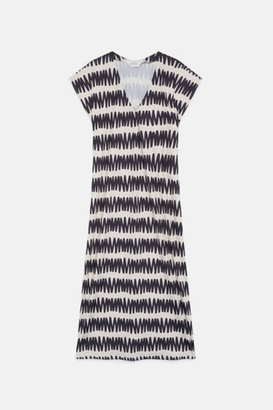 Compania Fantastica Long Kaftan Dress - Black And White Summer Vibes Print