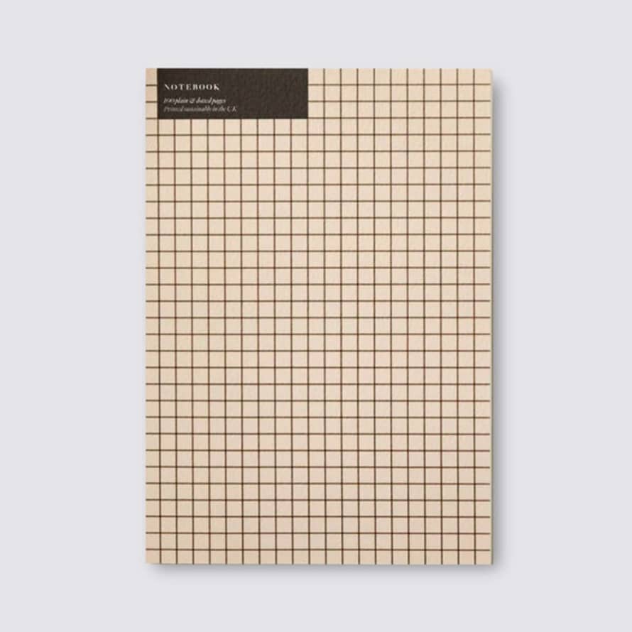 Kinshipped Greige Graph A5 Notebook - Dot Grid And Plain