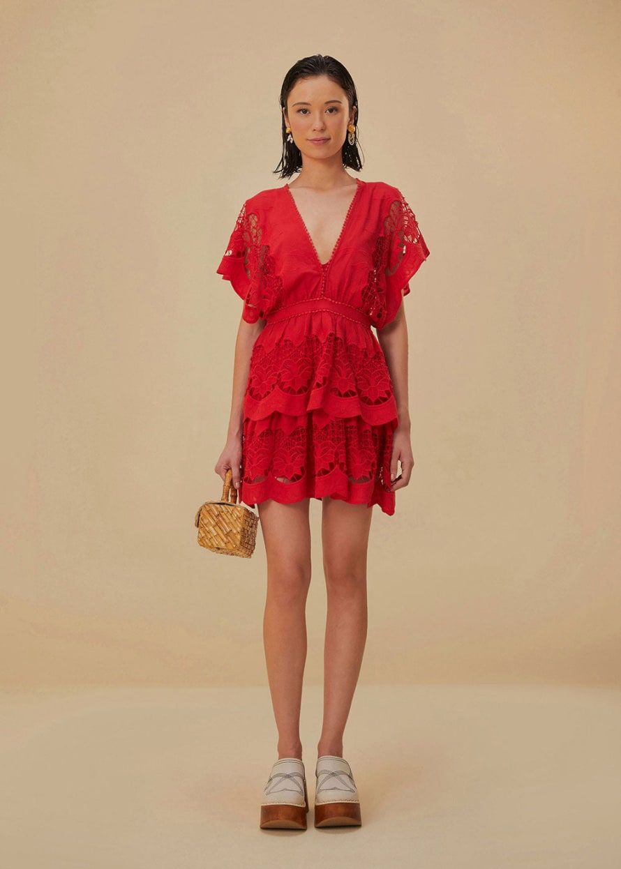 Farm Rio Red Richelieu Mini Dress