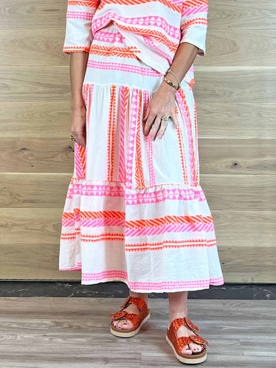 ACL Aztec Print Skirt Pink & Orange