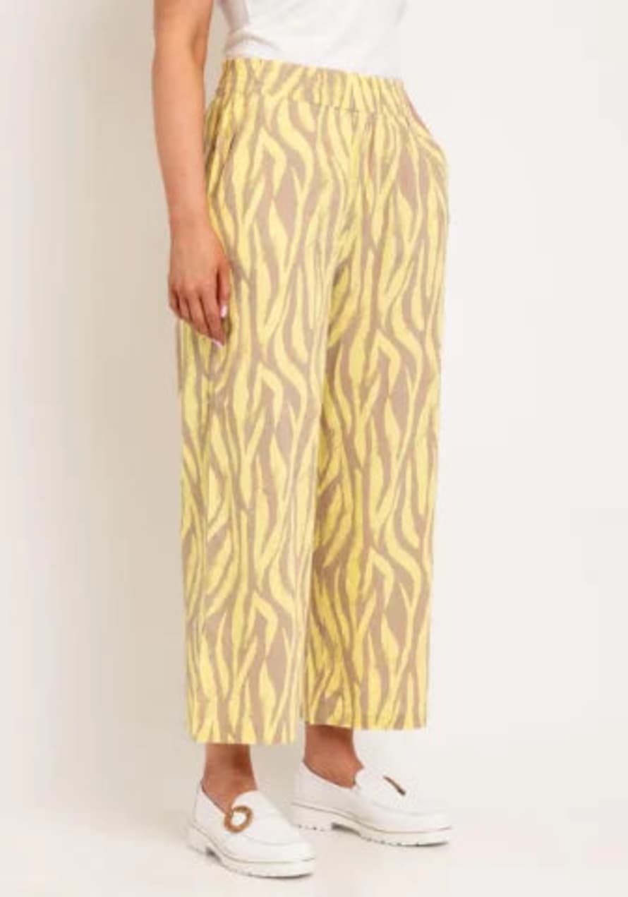 b.young Falakka Crop Pants In Sunny Lime Animal Mix