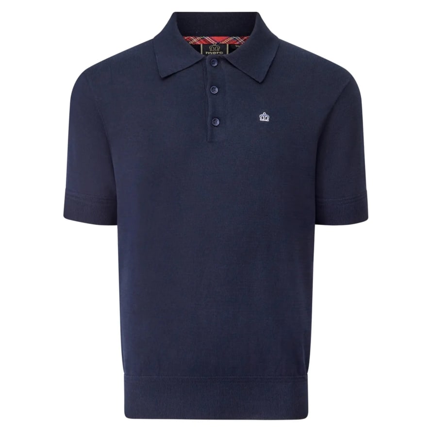 Merc London Archie Knitted Polo - Navy