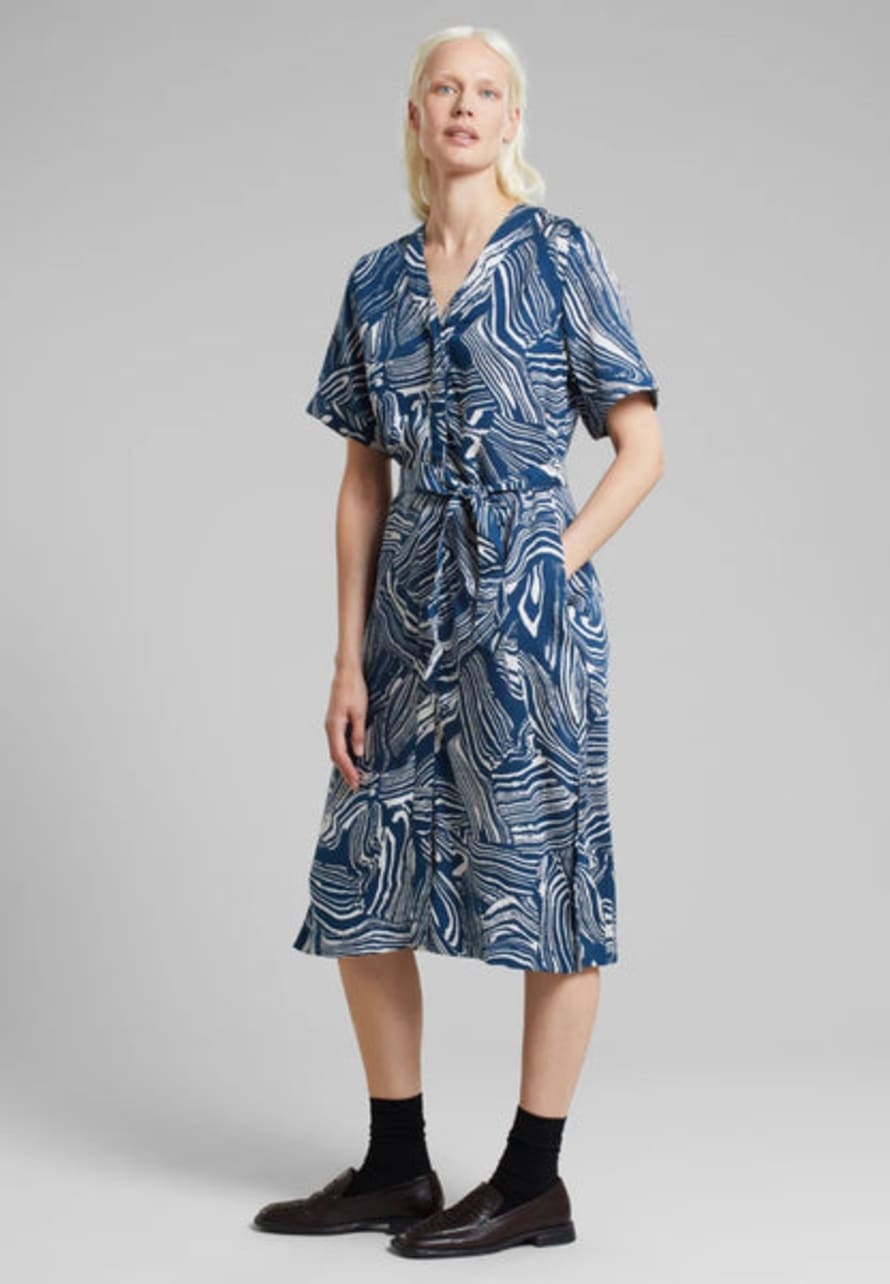 dedicated Kallvik Tencel  Dress | Clay Swirl Blue
