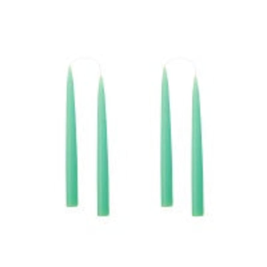 Kunstindustrien Pair Of Mint Green Hand Dipped Taper Candles/short