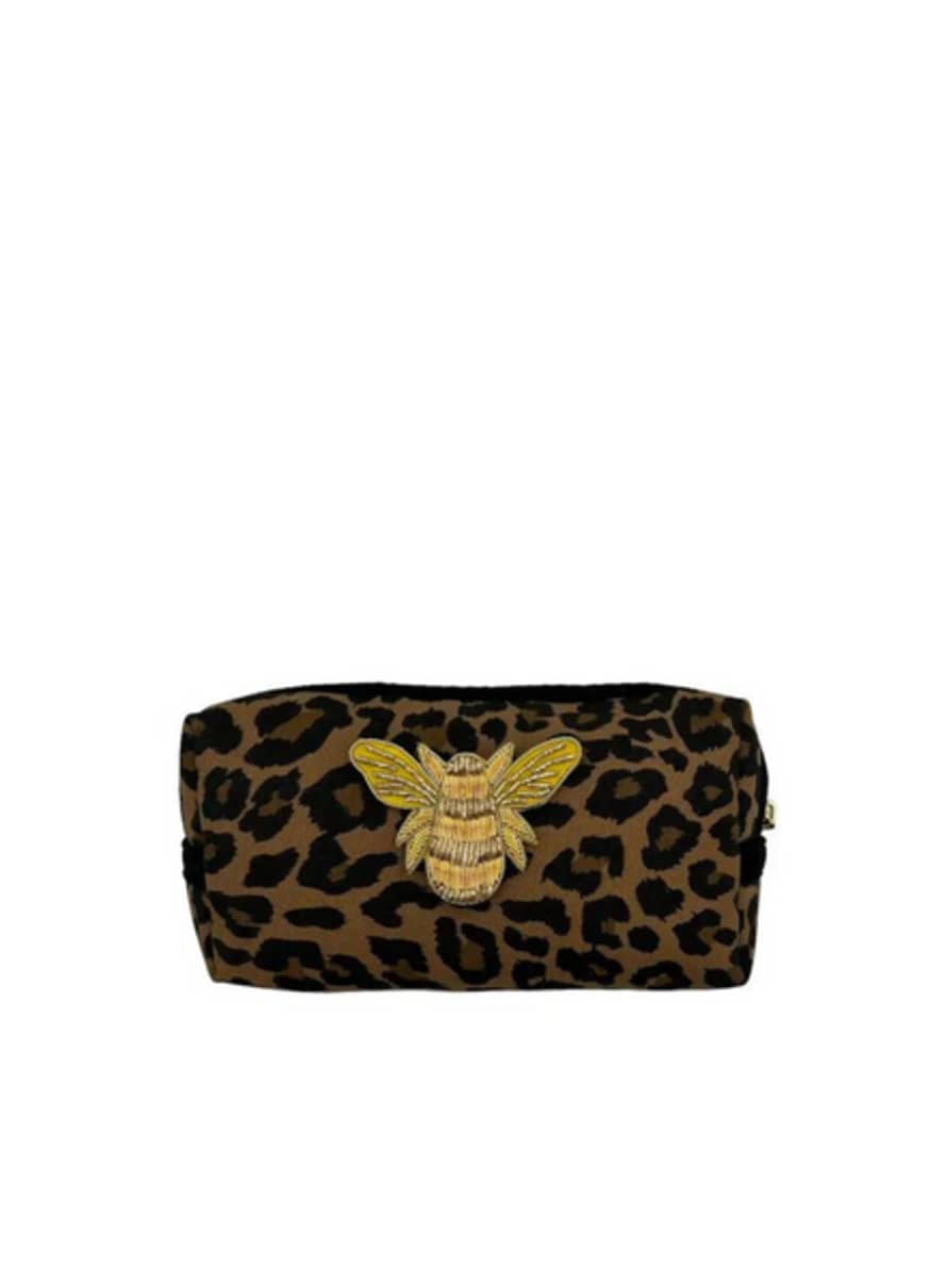 sixton Leopard Print Make-Up Bag & Gold Bee Pin Small
