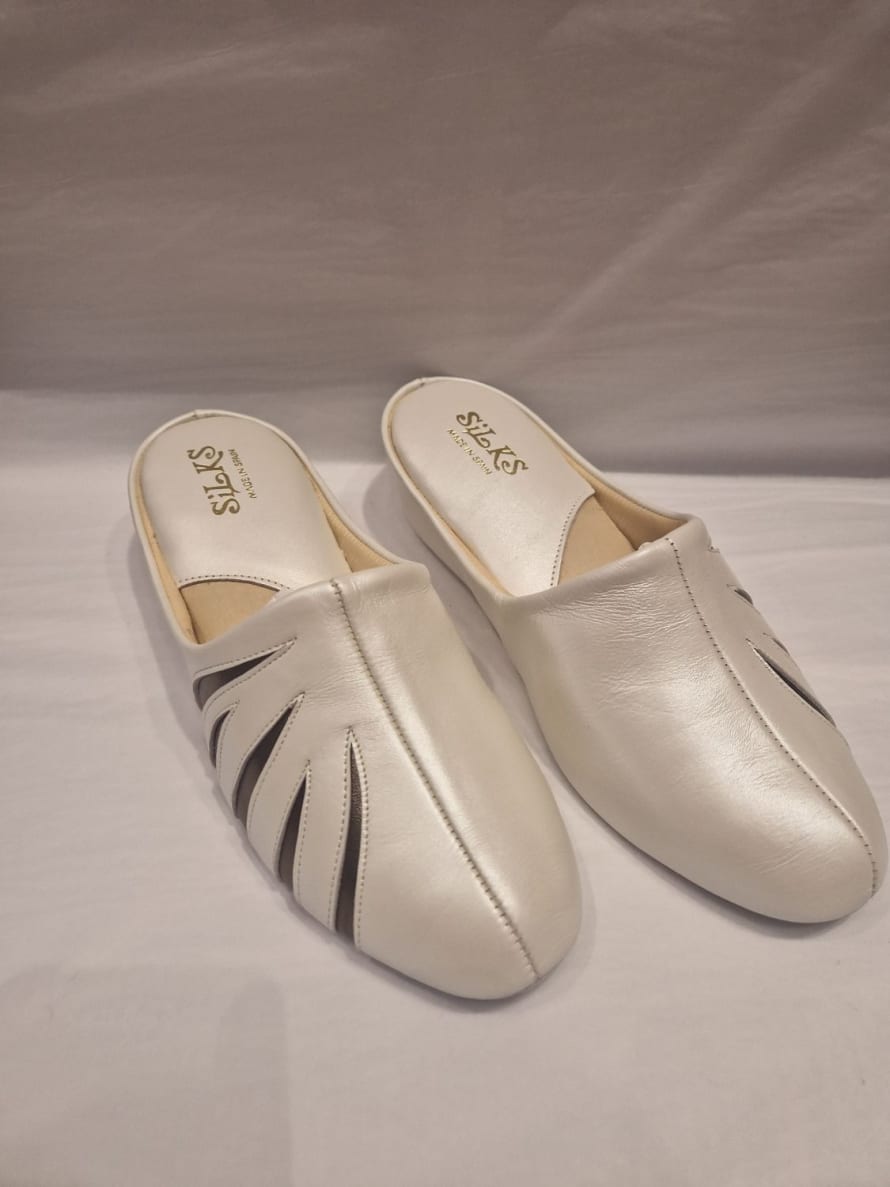 Relax Slipper 3539 Leather Slippers In Oyster Pear/pewter