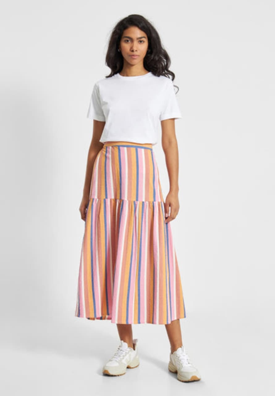 dedicated Finnhamn Organic Cotton Midi Skirt - Multi Stripe
