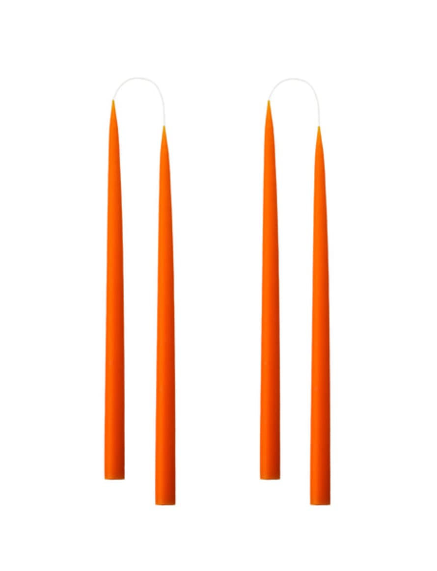 Kunstindustrien Pair Of Orange Hand Dipped Taper Candle / Long