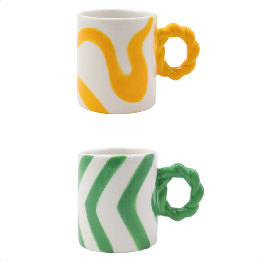 Que Rico | Espresso Cups Rosario | Set Of 2 Yellow & Green