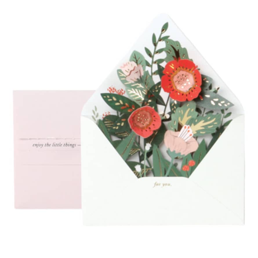 Ohh Deer Card 3d Floral Pop Red Out