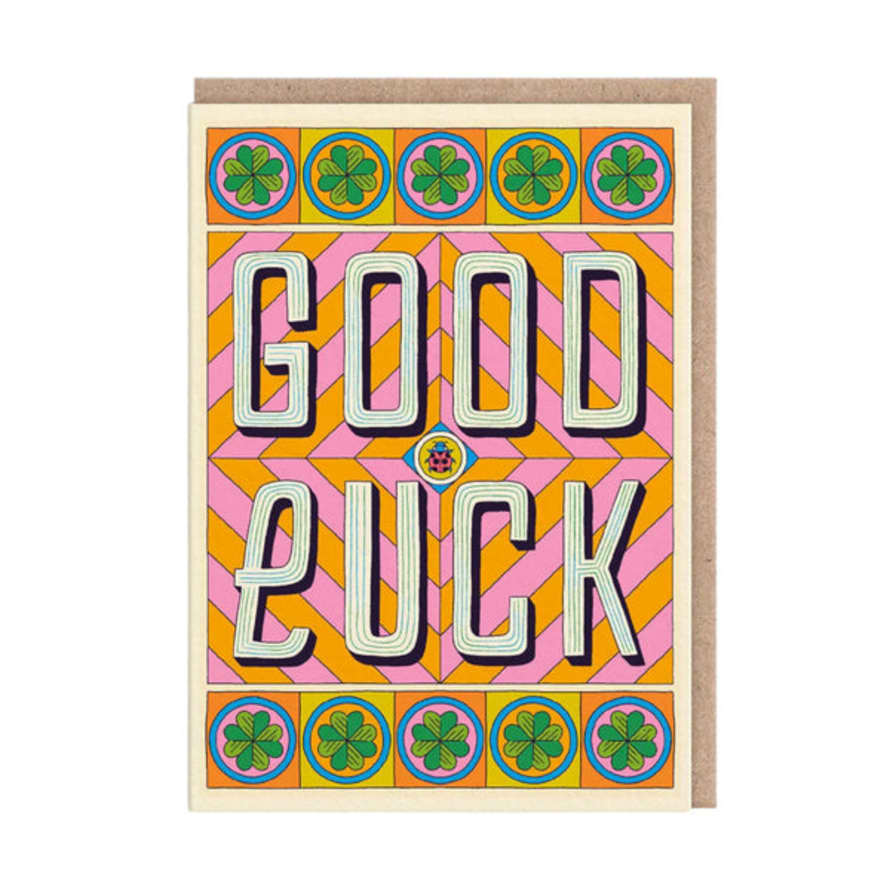 Ohh Deer Good Luck Card Typographic