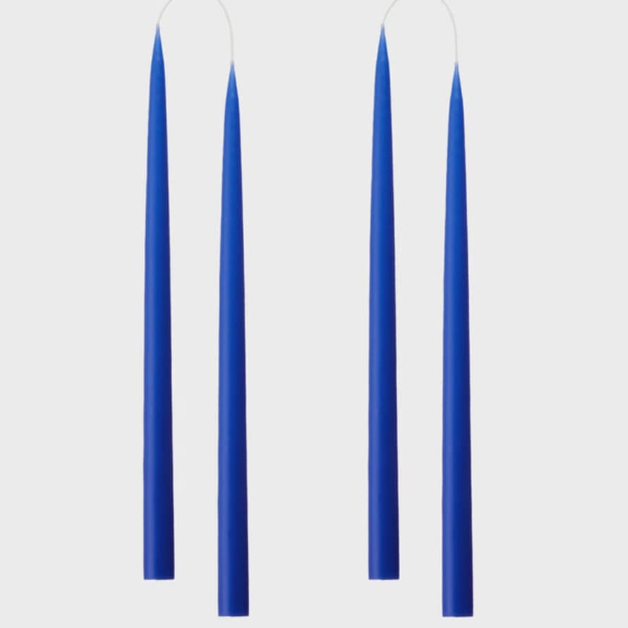 Kunstindustrien Pair Of Cobalt Blue Hand Dipped Taper Candle / Long