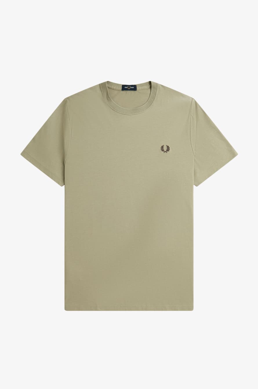 Fred Perry Ringer T-Shirt - Warm Grey / Brick